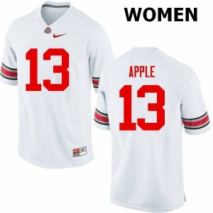 NCAA Ohio State Buckeyes Women's #13 Eli Apple White Nike Football College Jersey LUG1245YA